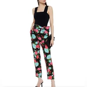 ERDEM Bernardina Floral Print Twill Slim Leg Trouser Pants IT 44 US 8 Org $860
